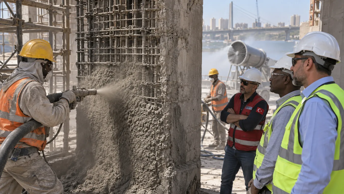 تطبيق تمثيلي لخدمة التدعيم بالخرسانة المرشوشة